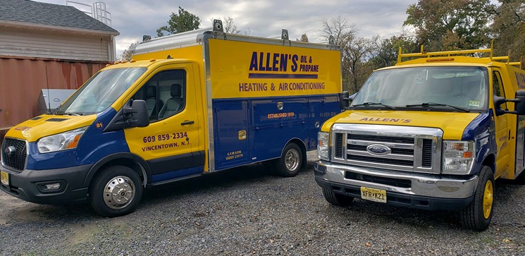 Allen's Oil service vans providing service